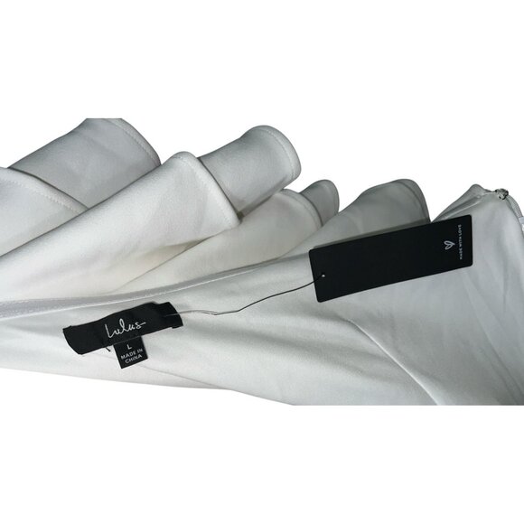 Lulus Enticing Behavior White Ruffled One-Shoulder Mini Dress Sz Large White - Picture 13 of 13